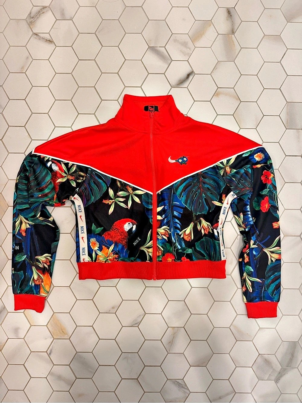 Nike Sportswear "Hyper Femme" Tropical Cropped Track Jacket, XS